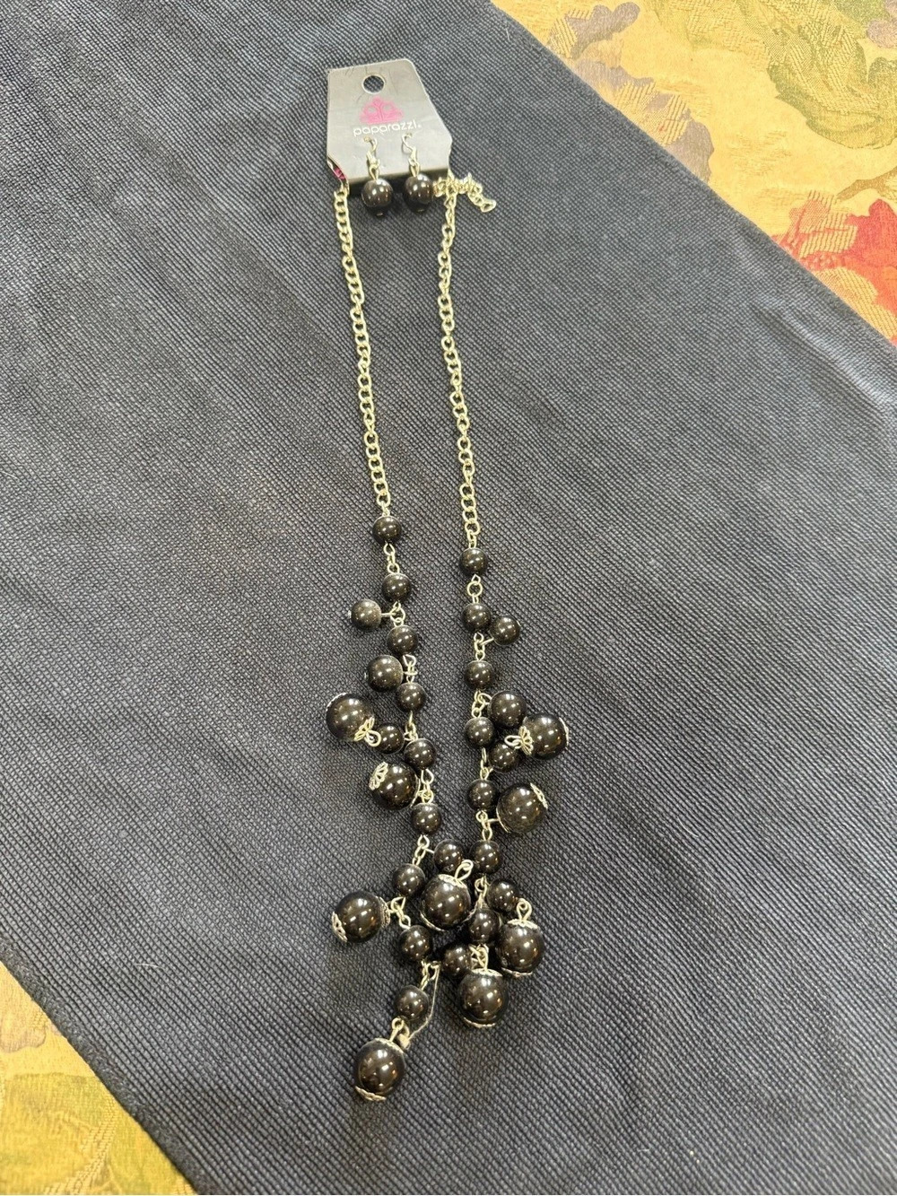 Paparazzi Black & Gold Beaded Necklace Set